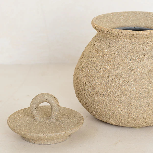 Emalla Hand Textured Vanity Pot - Raw Stoneware
