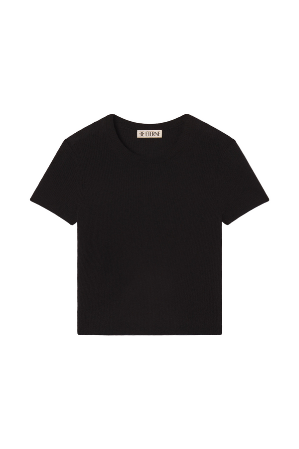 Rib Stitch Baby Tee - Black