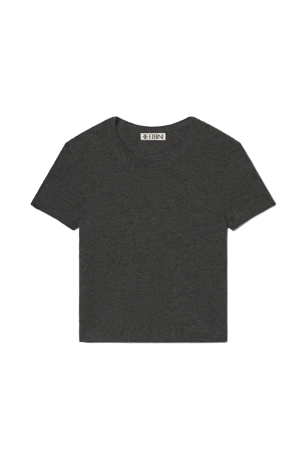 Rib Stitch Baby Tee - Charcoal