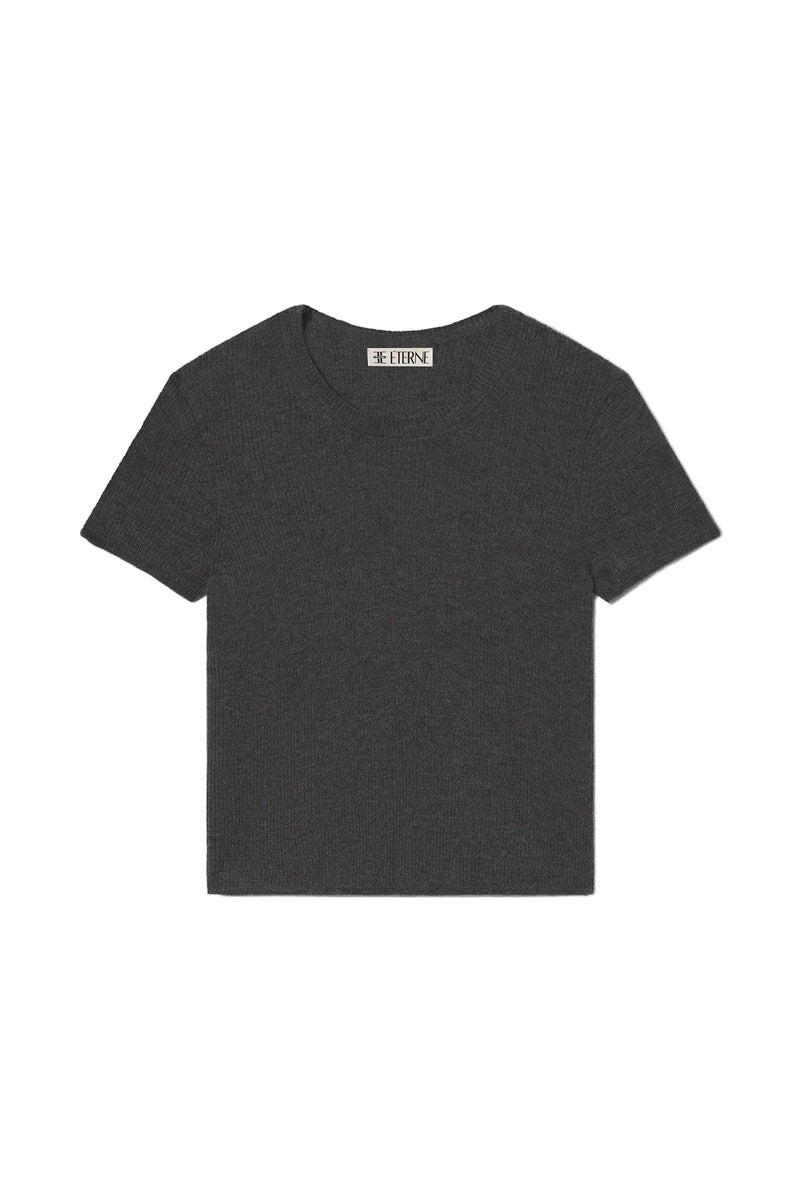Rib Stitch Baby Tee - Charcoal