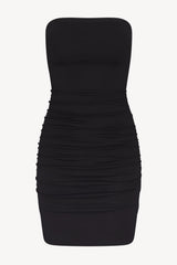 Rouched Tube Mini Dress - Black