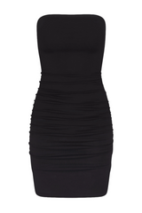 Rouched Tube Mini Dress - Black
