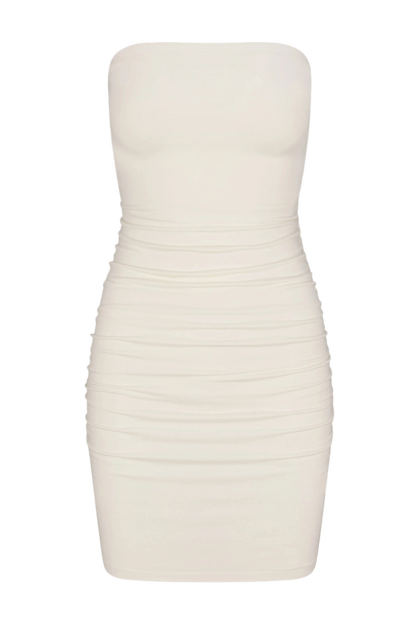 Rouched Tube Mini Dress - Ivory