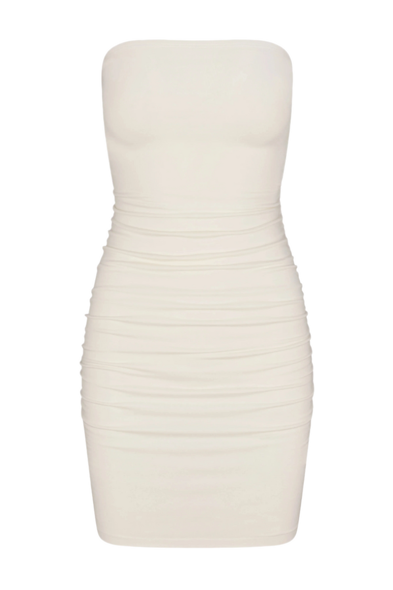 Rouched Tube Mini Dress - Ivory