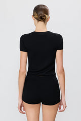 Rib Stitch Baby Tee - Black