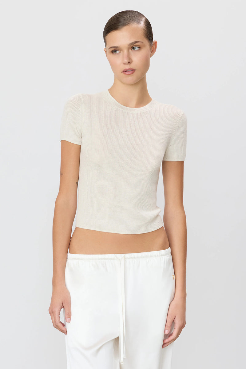 Rib Stitch Baby Tee - Bone