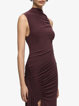 Marabou Maxi Dress - Aubergine