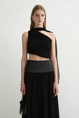 Solene One-Shoulder Top - Black