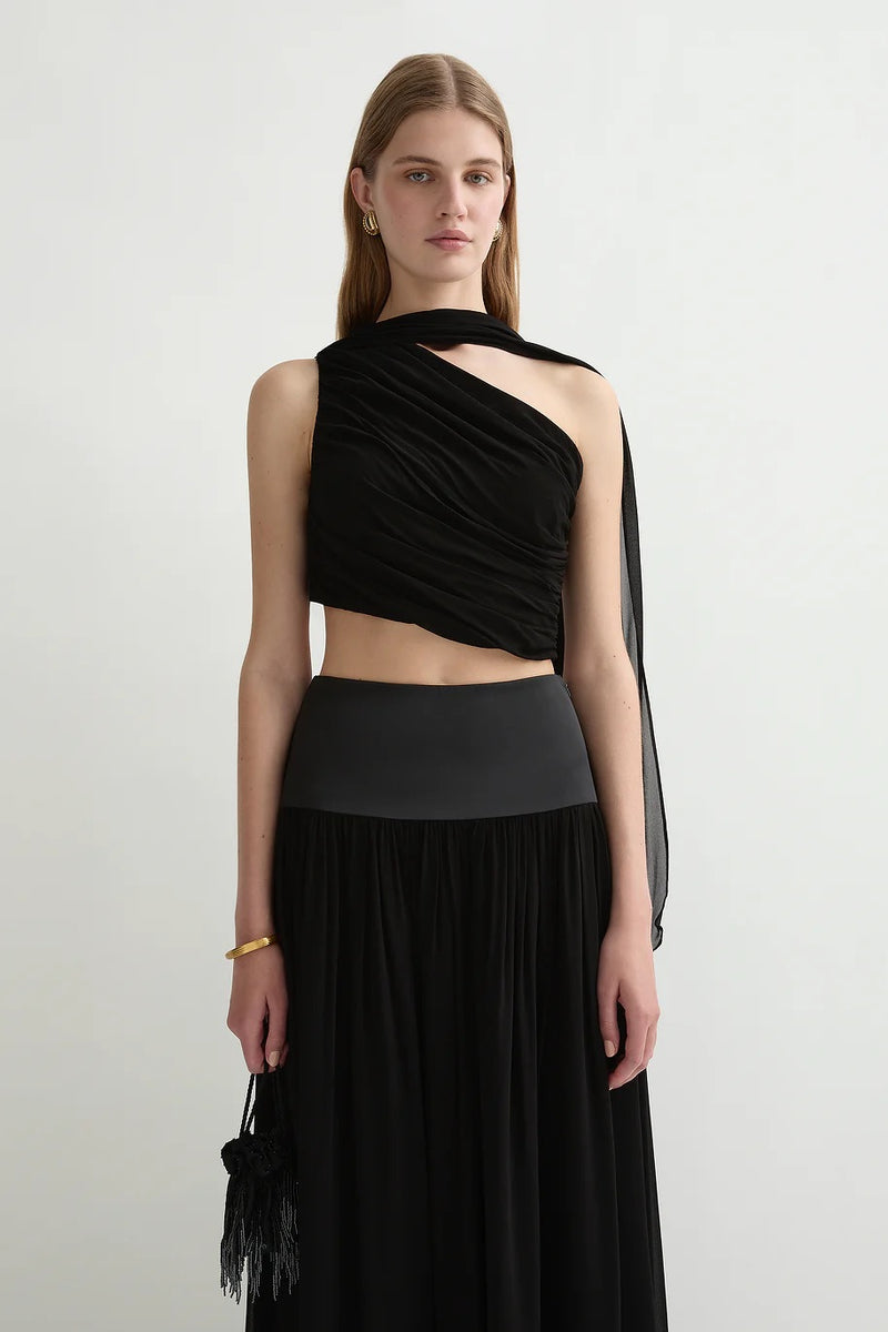 Solene One-Shoulder Top - Black
