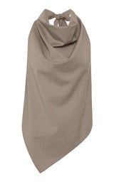 Wool Cowl Backless Top - Light Taupe