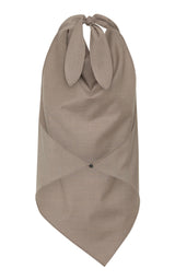 Wool Cowl Backless Top - Light Taupe