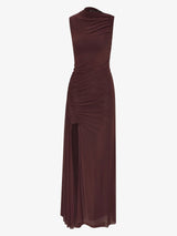 Marabou Maxi Dress - Aubergine