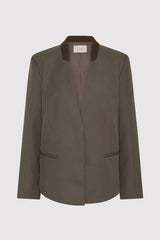 Rib Collar Blazer - Khaki