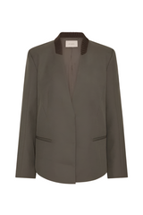 Rib Collar Blazer - Khaki