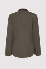 Rib Collar Blazer - Khaki