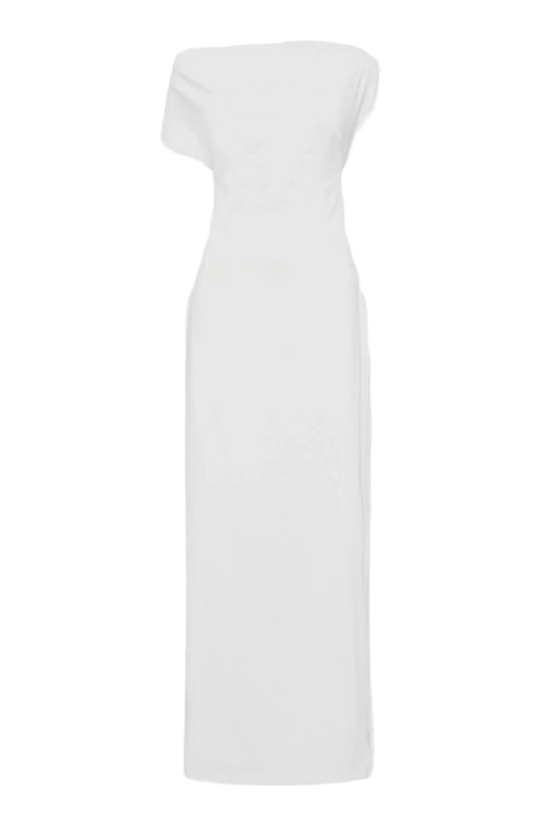 Asymmetric Off Shoulder Dress - Silver BLVD Asymmetric Off Shoulder Dress - Silver BLVD