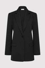 Split Back Blazer - Black Pinstripe