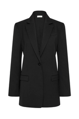 Split Back Blazer - Black Pinstripe