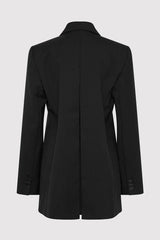 Split Back Blazer - Black Pinstripe