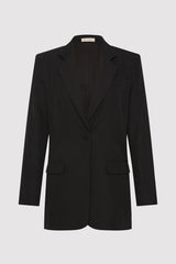 Wool Double Layer Blazer - Black
