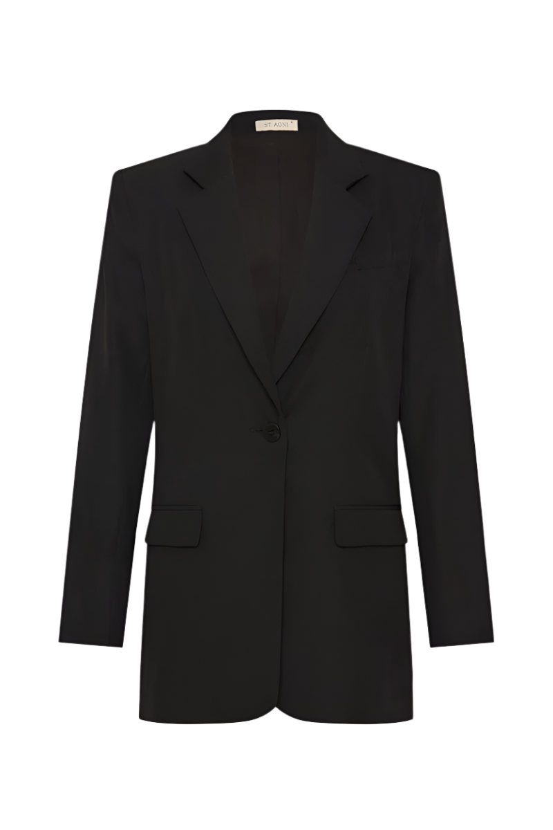 Wool Double Layer Blazer - Black