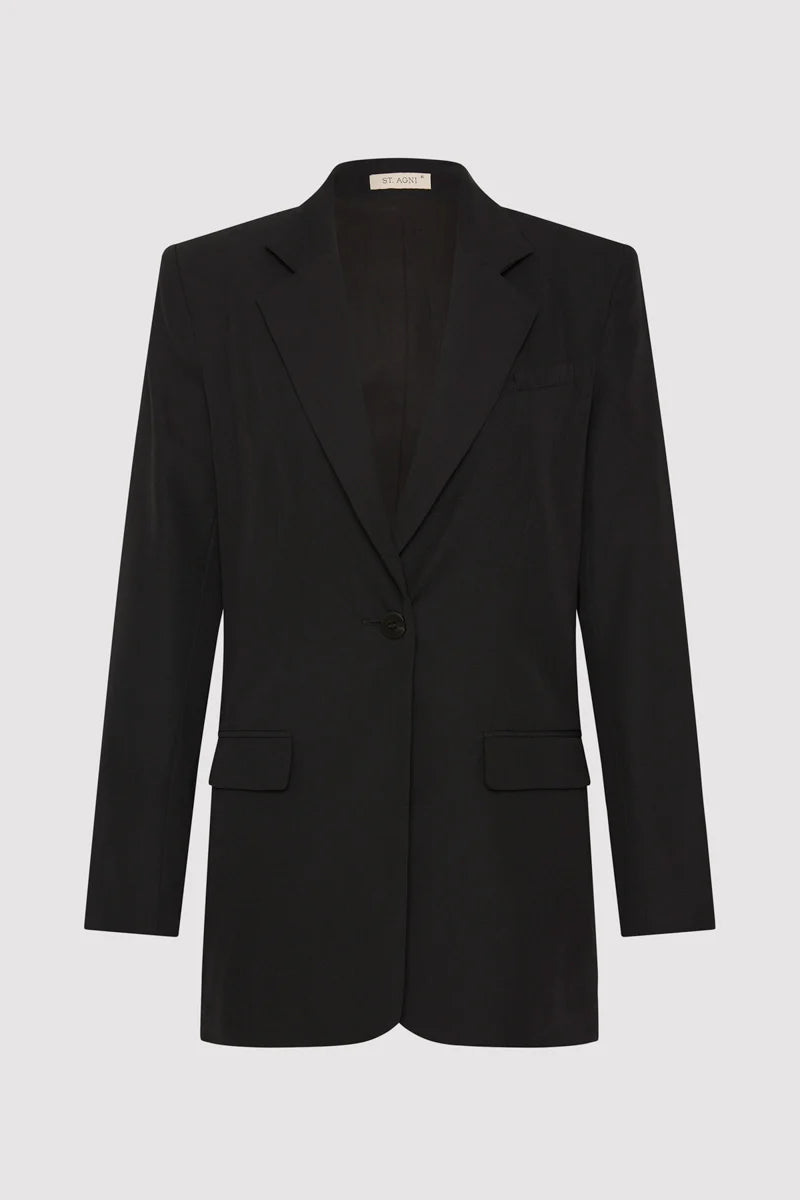 Wool Double Layer Blazer - Black