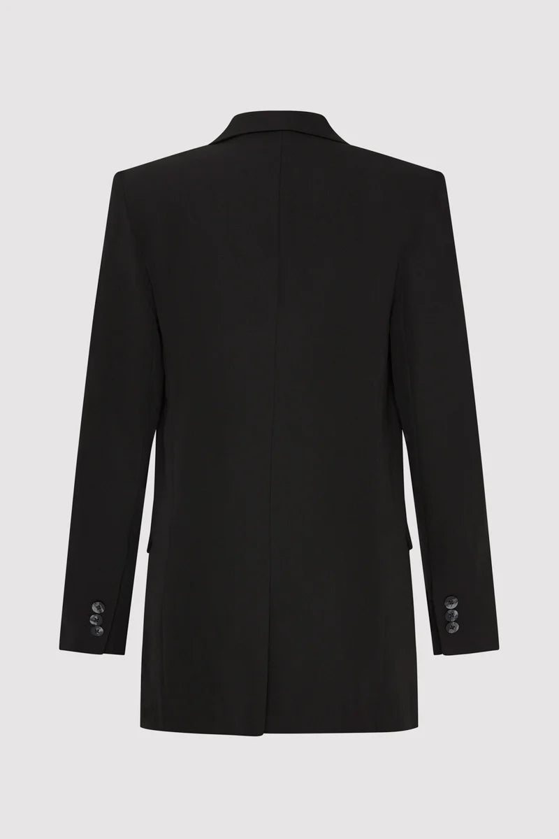 Wool Double Layer Blazer - Black
