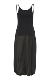 Knit Bodice Sheer Drape Dress - Magnet