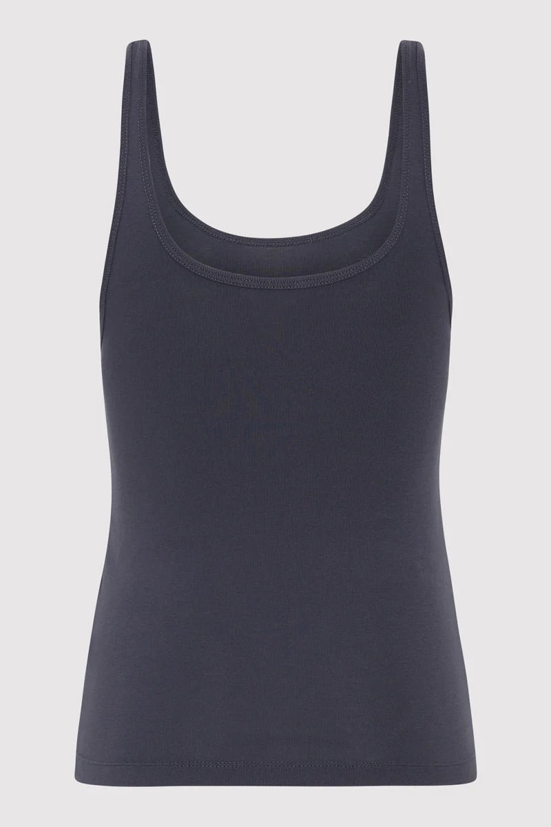 Organic Cotton Slim Scoop Tank - Storm