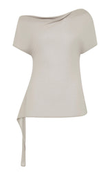 Fine Jersey Off Shoulder Top - Soft Ash