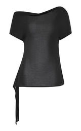 Fine Jersey Off Shoulder Top - Charcoal