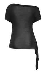 Fine Jersey Off Shoulder Top - Charcoal