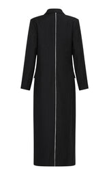 Pinstripe Maxi Coat - Black