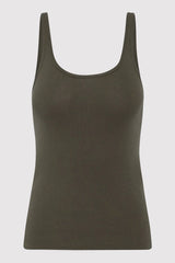 Organic Cotton Slim Scoop Tank - Khaki