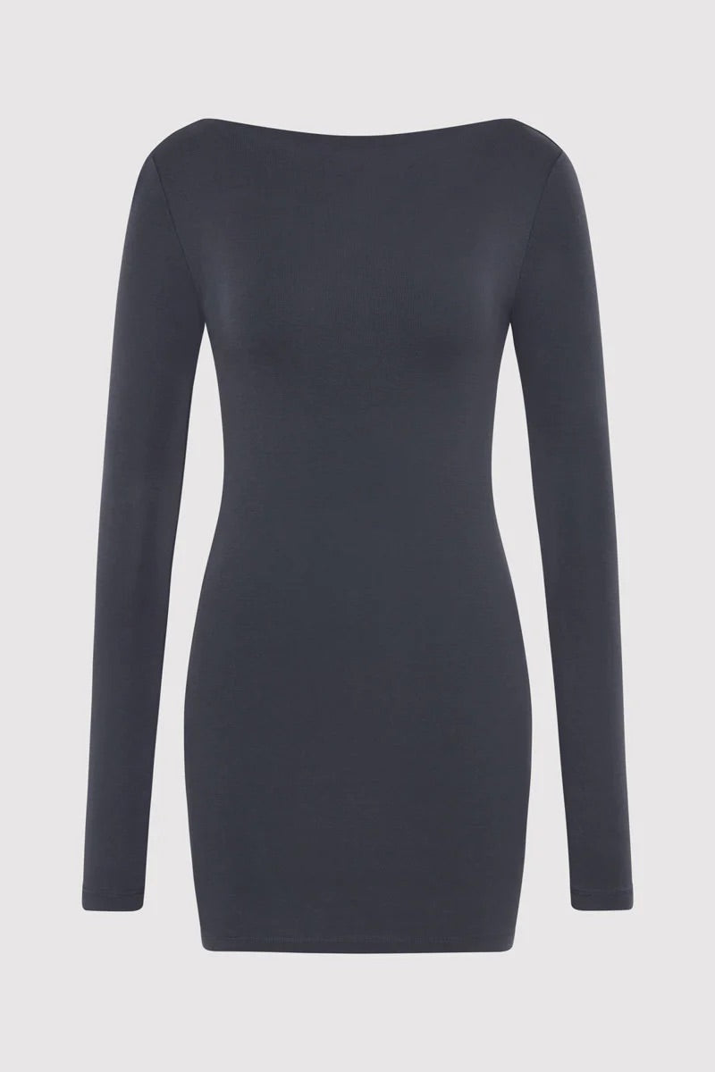 Organic Cotton Bateau Dress - Storm