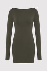 Organic Cotton Bateau Dress - Khaki