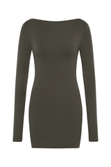 Organic Cotton Bateau Dress - Khaki