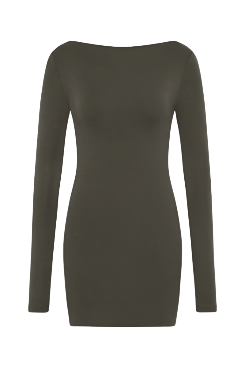 Organic Cotton Bateau Dress - Khaki