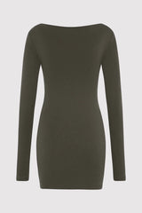 Organic Cotton Bateau Dress - Khaki