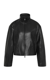 Cocoon Zip Leather Jacket - Black