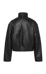 Cocoon Zip Leather Jacket - Black