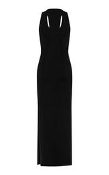 Plunge Neck Knit Dress - Black