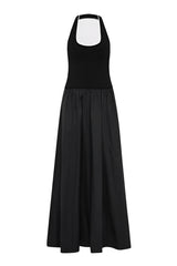 Halter Gathered Dress - Black