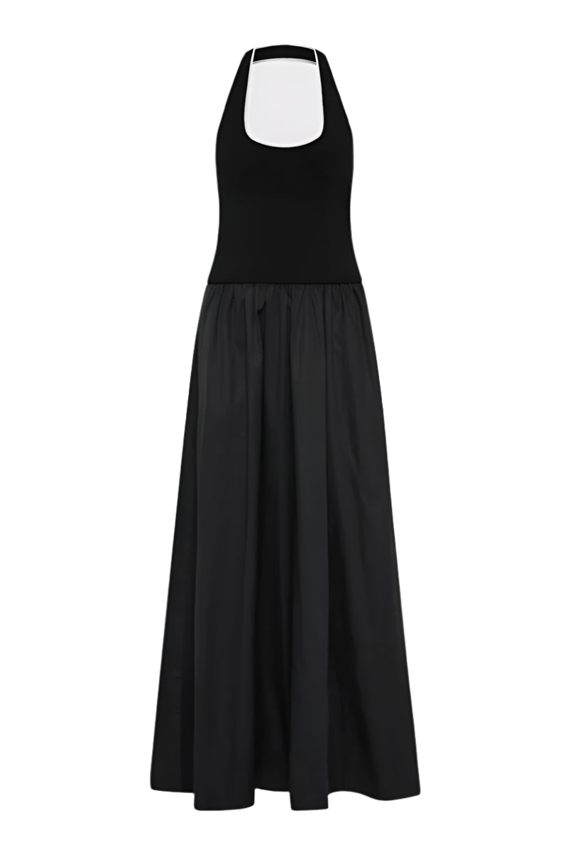 Halter Gathered Dress - Black