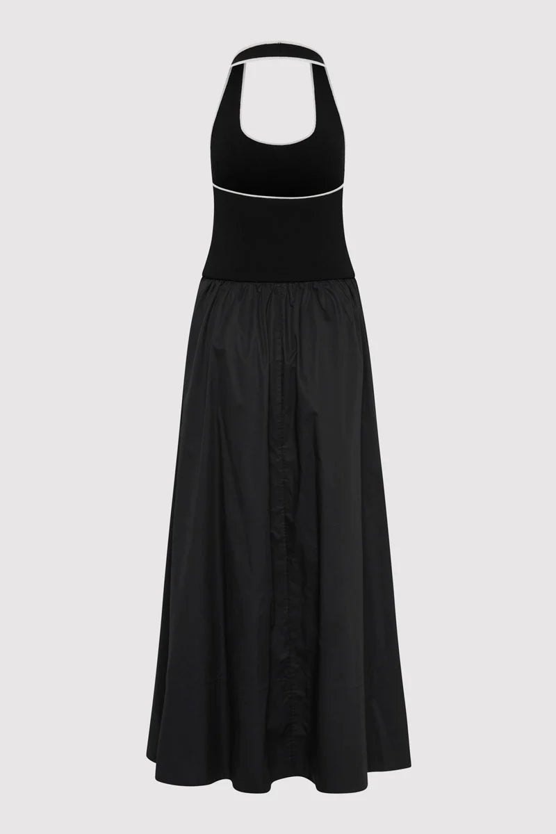 Halter Gathered Dress - Black
