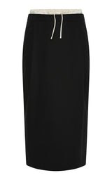 Layered Waist Column Skirt - Black