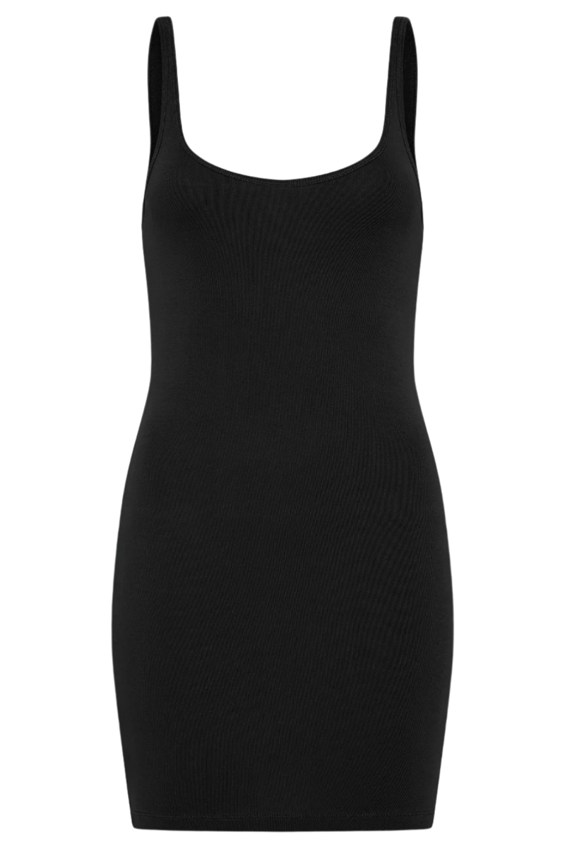 Organic Cotton Slip Dress - Black