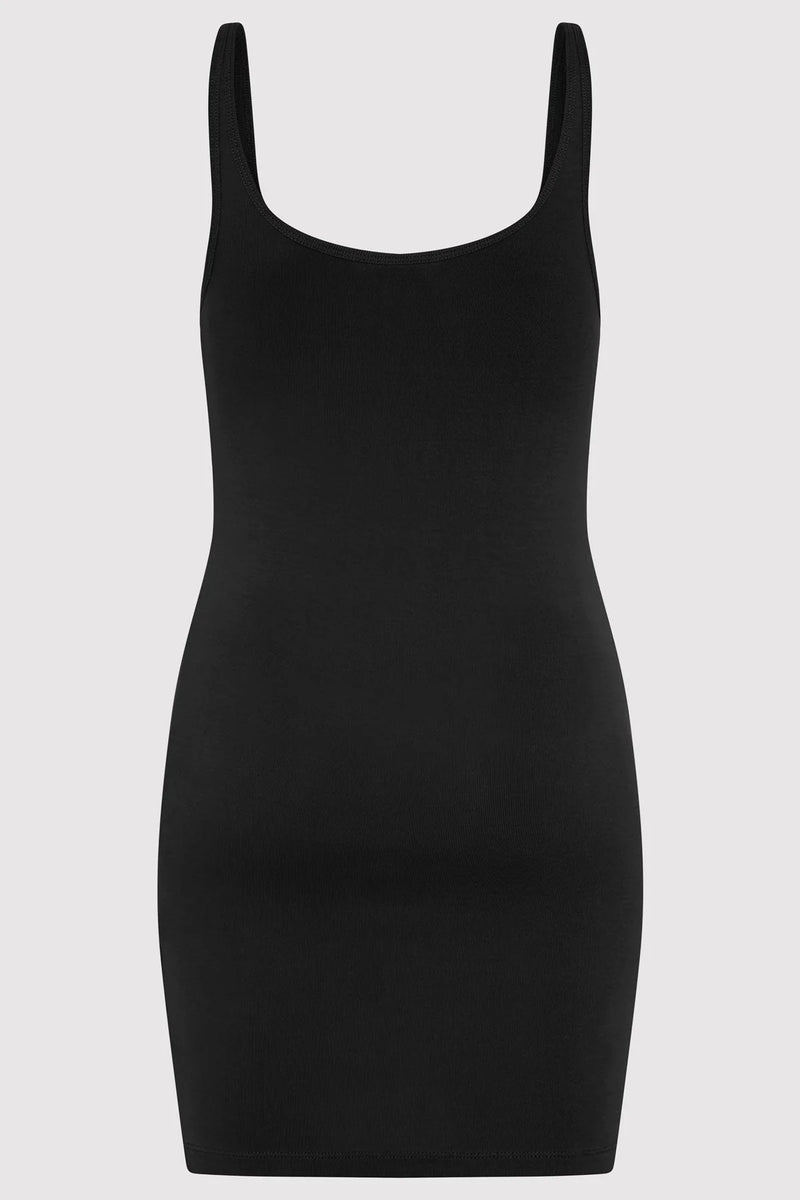 Organic Cotton Slip Dress - Black