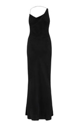 Asymm Drape Maxi Dress - Washed Black