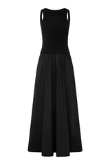 Bateau Cut Out Dress - Black